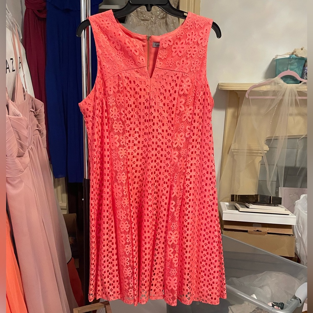 Coral Lace Skater Dress